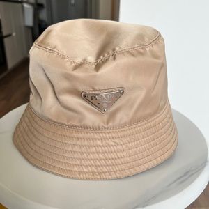 Tan Prada Bucket Hat